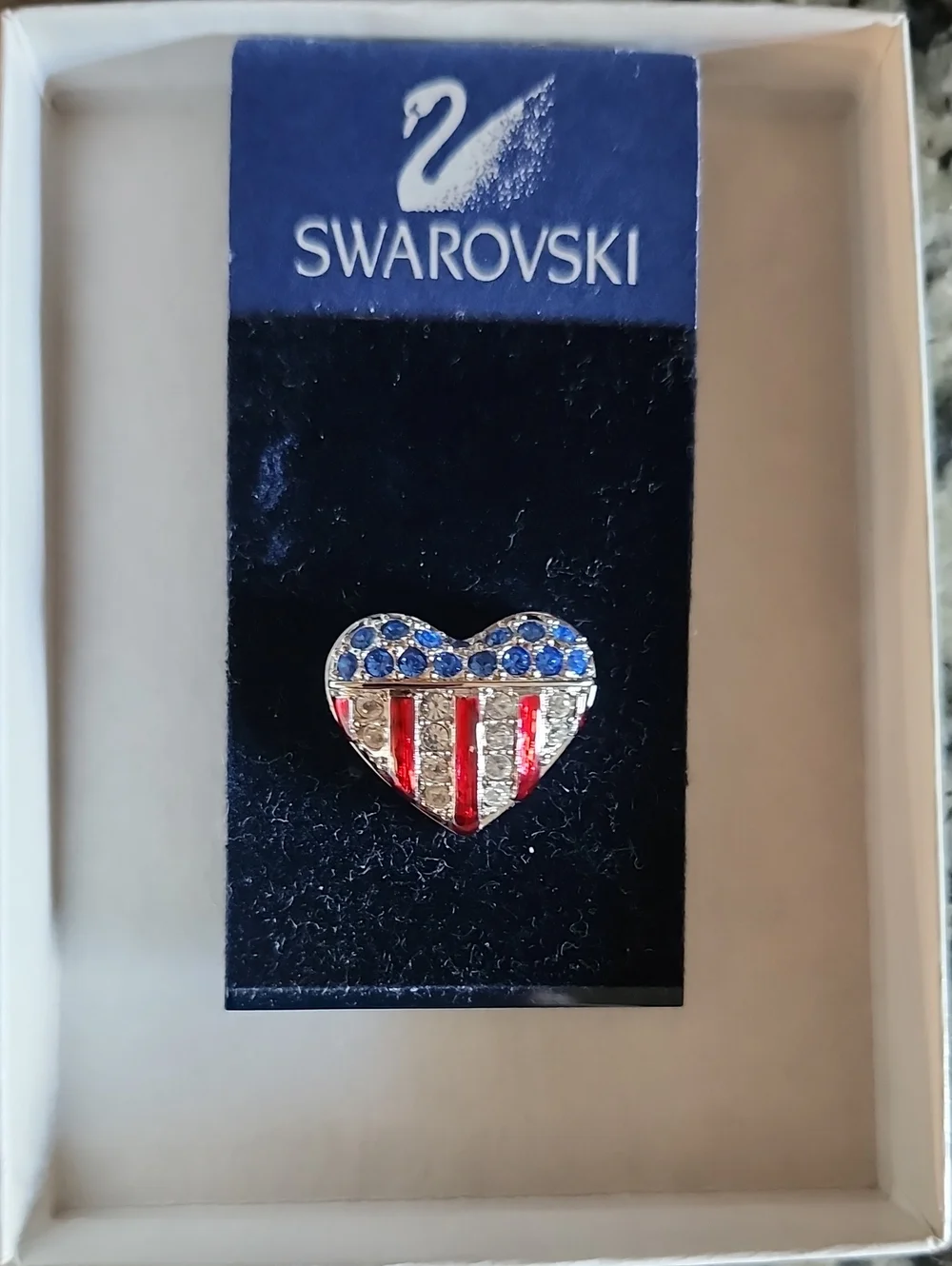 Swarovski Brave Heart Flag Crystal Pin